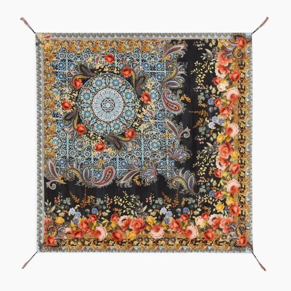 Johnny Was Leto Square Silk Scarf Multicolor - Picture 3 of 7